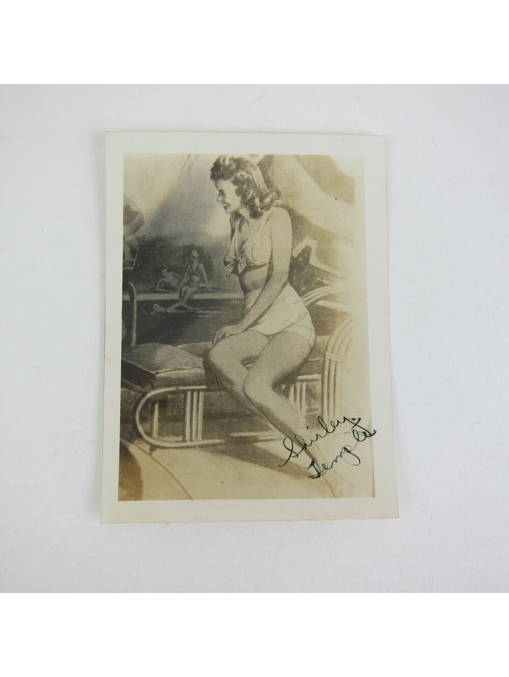 Shirley Temple Bikini Swimsuit Lounge Hollywood Actress Portrait Vintage 1940s